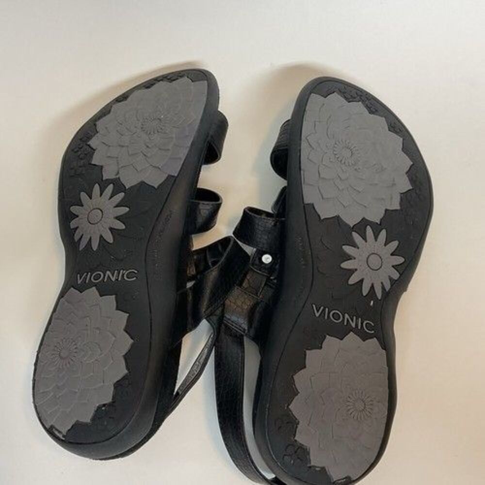 Vionic Amber Black Strappy Adjustable Comfort San… - image 3